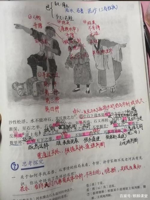 七年级语文下册二十四课《河中石兽》课文笔记,预习的好帮手
