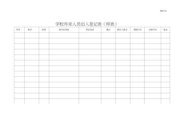 学校外来人员出入登记表模版.docx 7页