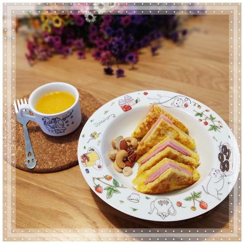 jump叶子做的十分钟快手早餐【港式火腿西多士】  孩子喜欢 白吐司
