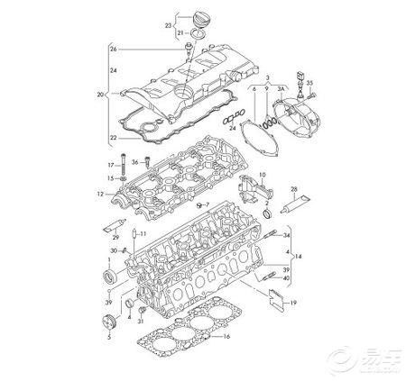 本田2.4的发动机缸盖分解图