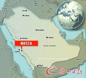 其它 正文  麦加位置 沙特气象人士说,当时麦加狂风暴雨,风力达到每