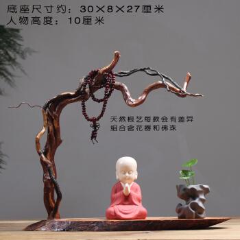 3,简越 陶瓷小和尚禅意摆件 创意枯木工艺品办公室客厅茶室会所