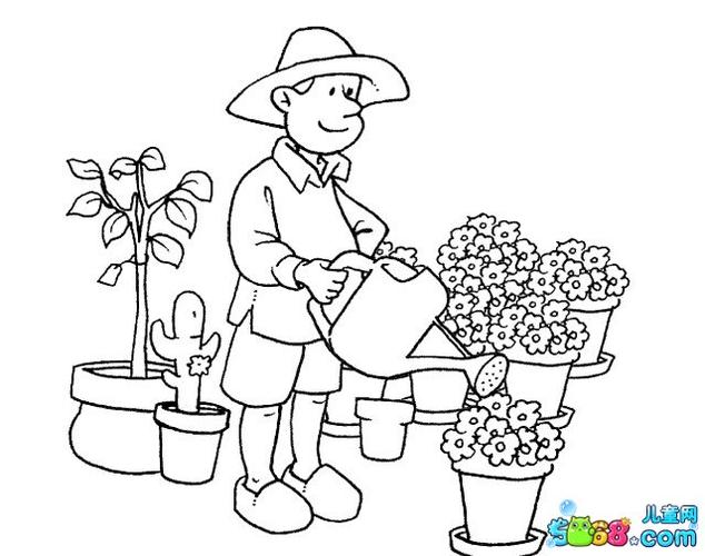 浇花种花_人物简笔画-e学堂
