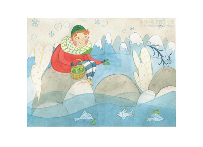 一组冬季故事插画诉说冬天的秘密