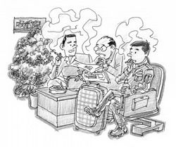 公共场合吸烟的简笔画