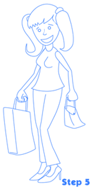 和妈妈去购物的简笔画线描简笔画和家人购物简笔画超市购物简笔画