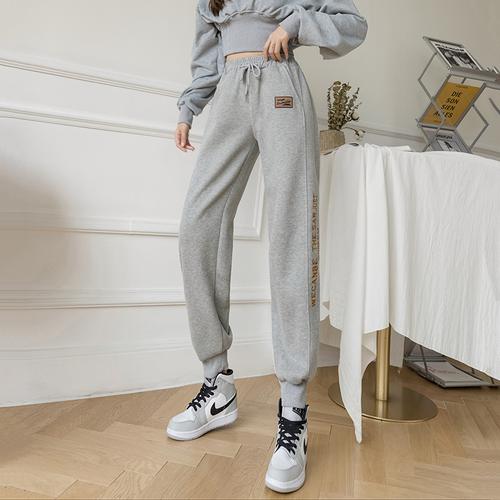 遇见衣姿2021春季新款个性束脚运动裤女卫裤百搭宽松休闲裤