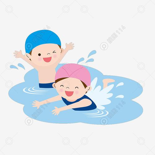 卡通游泳儿童手绘图片