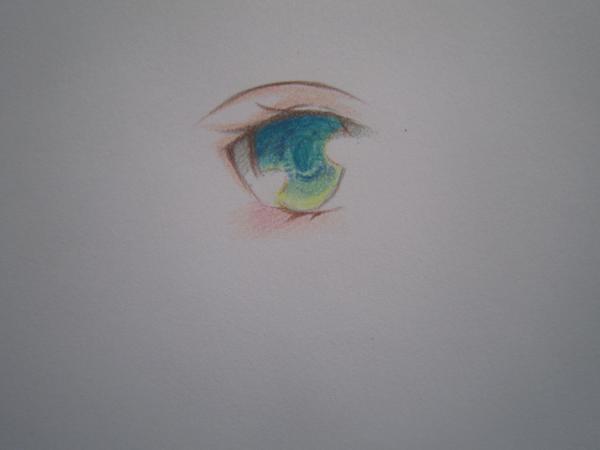 求动漫眼睛彩铅的上色过程