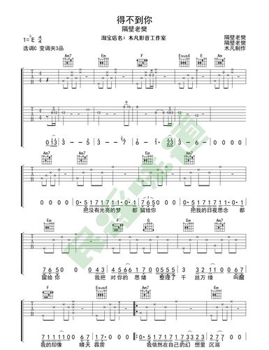 隔壁老樊得不到你吉他谱
