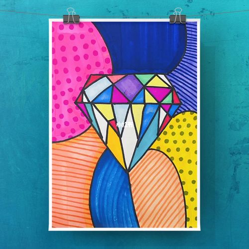 (62/100)钻石96|波普艺术|点|儿童画_艺术_钻石_马克笔_我的随手画