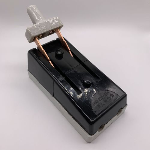 老式瓷底220v 2x63a纯铜闸刀 老式黑壳闸刀 二相闸刀