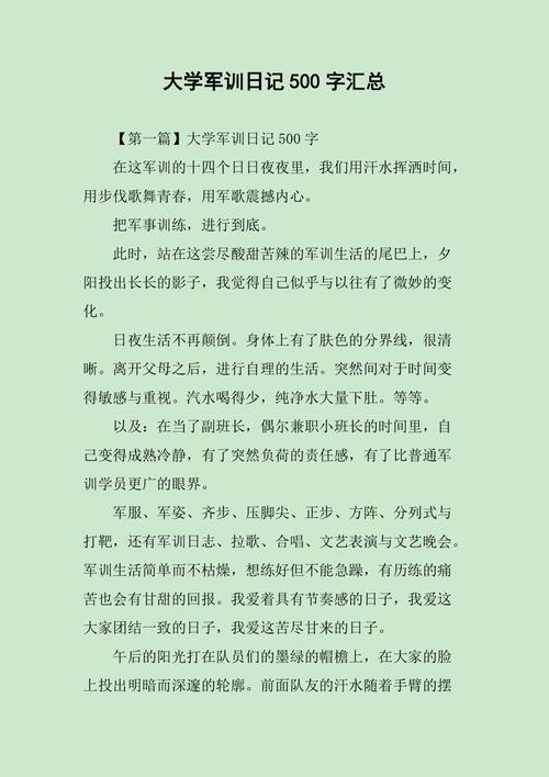 大学军训日记500字汇总