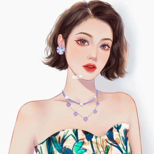 短发女孩/手绘头像_短发_手绘_头像_文案_薯条_素材