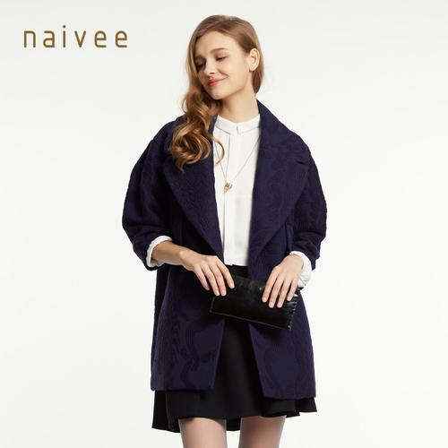 naivee/纳薇【16专柜】连帽双面尼大衣168323379