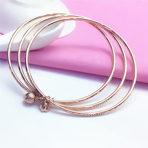 太太珠宝纯俄罗斯585紫金女士花面手镯14k玫瑰金彩金三生三世手饰