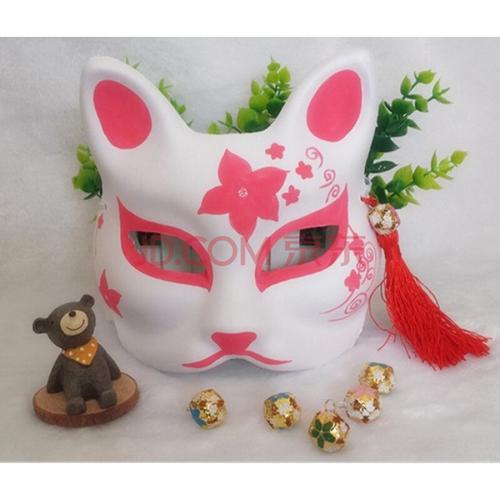 狐狸面具手绘 和风 cos 动漫 夏目友人帐 猫咪老师 cosplay舞会面