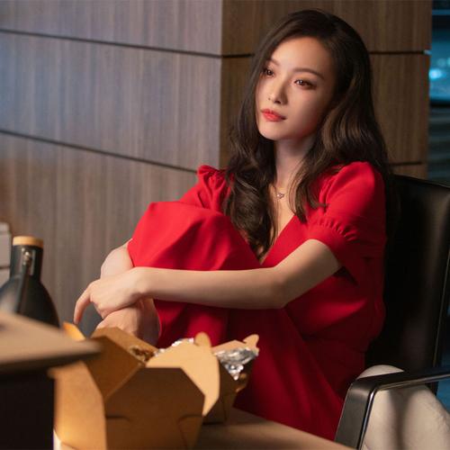 连衣裙流金岁月朱锁锁倪妮同款度假法式红色小礼礼服