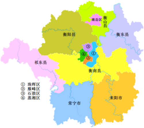 湖南省衡阳市的行政区划地图