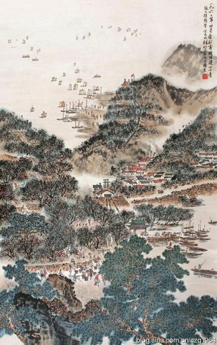 钱松喦"红色山水"画作欣赏