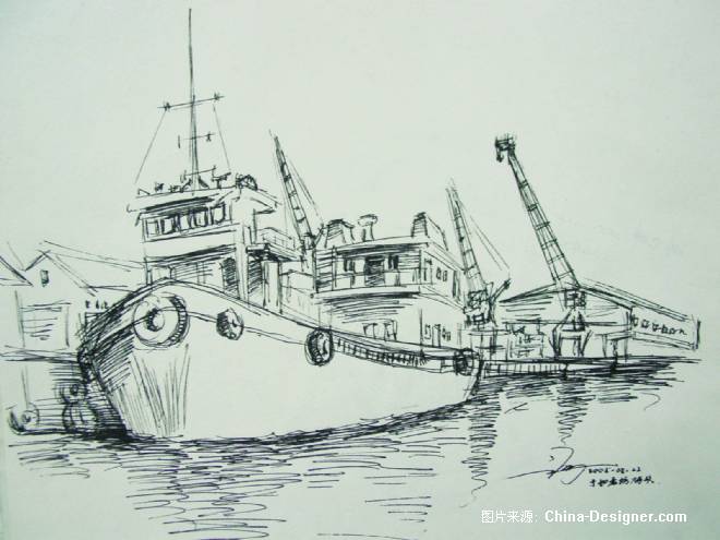 风景速写(码头)-谢允璋的设计师家园-机场车船站