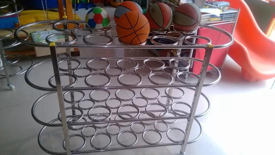 三育篮球置球架 幼儿园儿童可移动篮球收纳框存放篮球架子不锈钢