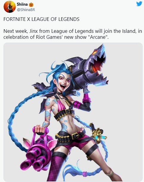 堡垒之夜联动lol推出金克丝皮肤,太酷炫了,网友:金克