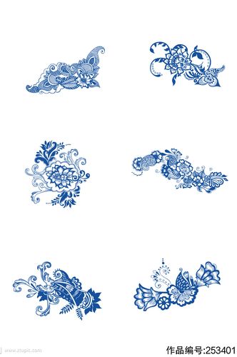 青花瓷花纹设计素材