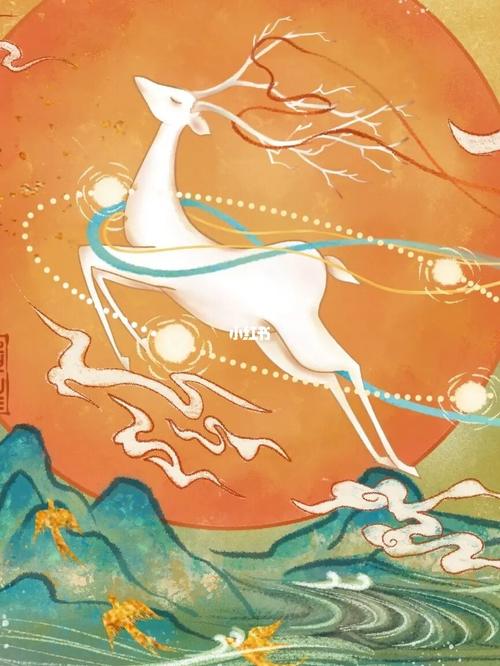 古风插画之遇见神鹿/附线稿!_插画_古风_线稿_绘画