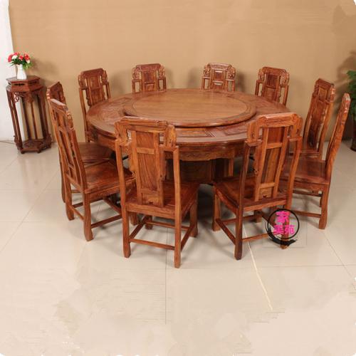 红木家具餐桌花梨木实木餐台 1米8圆桌 旋转大圆台 吃饭桌包邮