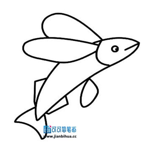 会飞的鱼简笔画,飞鱼简笔画图片,儿童 ,教你学画会飞的小鱼简单画法
