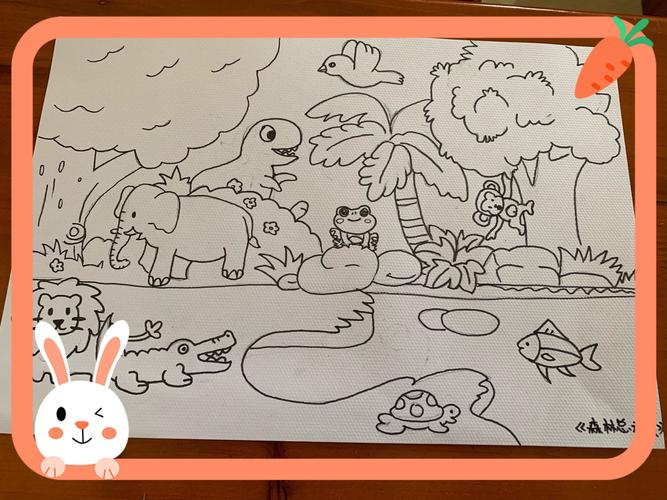 看着一幅幅生动的森林动物简笔画,就像在看一本有趣的故事书一样,引起