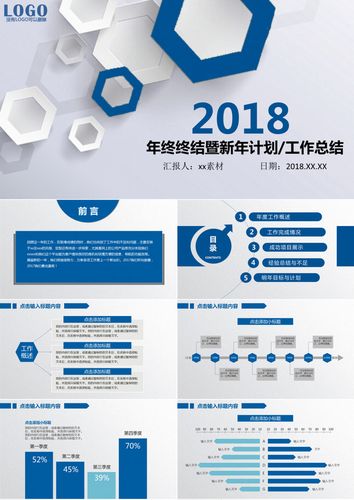 2018蓝色年终总结暨新年计划ppt模板 图片模板素材,_.