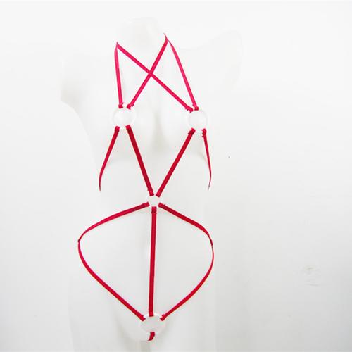 原宿哥特捆绑束缚带女士三点式 透视情趣内衣一件代发d8026