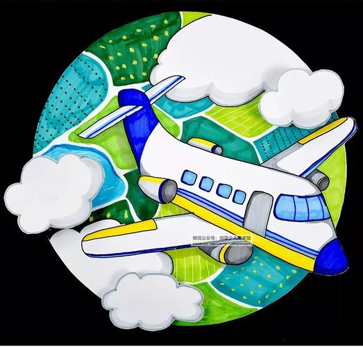 创意儿童画超酷的飞机_美术馆_儿童创意画_母婴_早教