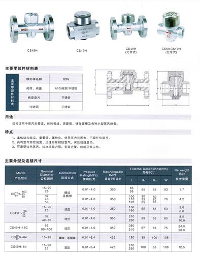 浮球式碳钢蒸汽疏水阀 法兰蒸汽疏水器cs49h 二通式单向疏水阀
