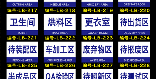 工厂生产车间分区标识牌验厂区域划分指示牌仓库标示牌标志牌吊牌