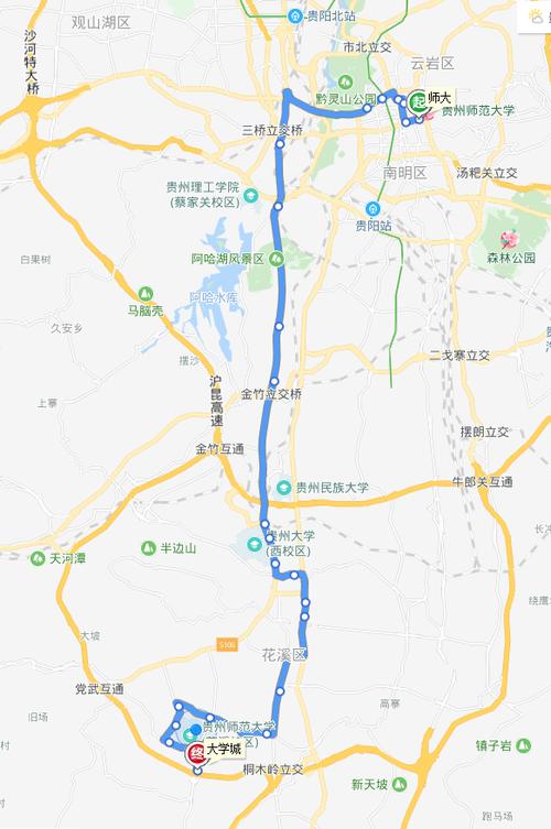 花溪大学城到市中心再添直达公交起点在师大宝山校区