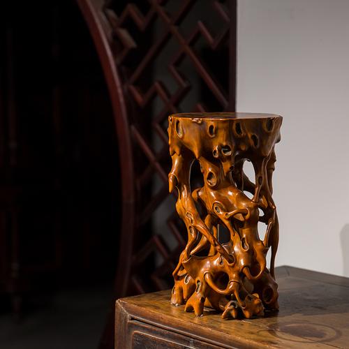 黄杨清代根雕镶瘿木面随形古董收藏真品木雕摆件