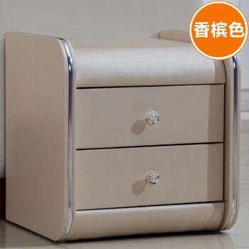 简约现代定制带锁欧式软包 卧室 宿舍迷你床边柜 储物柜整装 香槟色