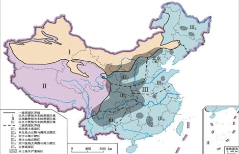 图7-9 中国水土流失主要分布图 (来源于《中国地理》)