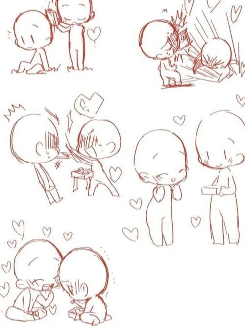 【q版人体素材】q版人体情侣互动素材_素材_板绘_素材