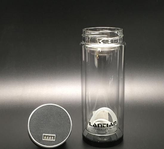 厂家定做广告礼品水杯定制logo双层耐热玻璃杯给力盖水晶底玻璃杯