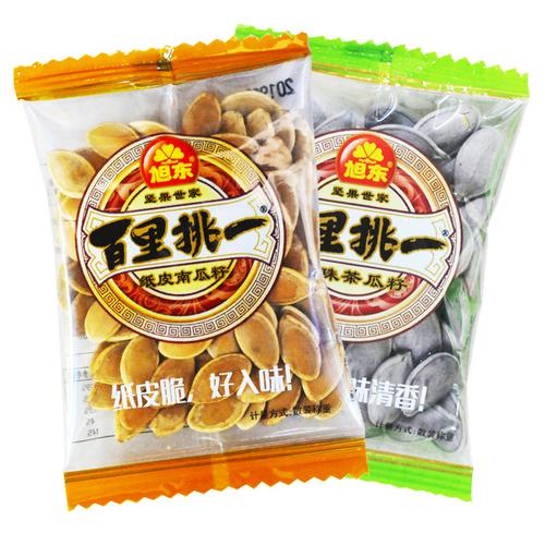 百里挑一南瓜子纸皮瓜子珍珠茶瓜子袋装500g旭东百里挑一瓜子炒货
