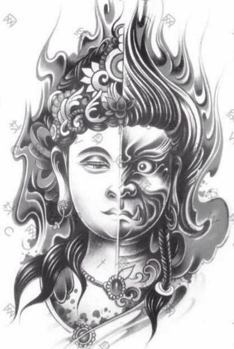 一半佛一半魔图片_鬼面佛