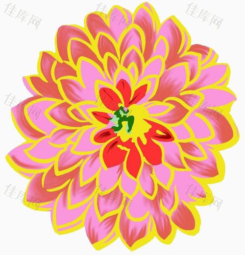 大丽花手绘_卡通手绘_828*863px_编号9588620_png格式