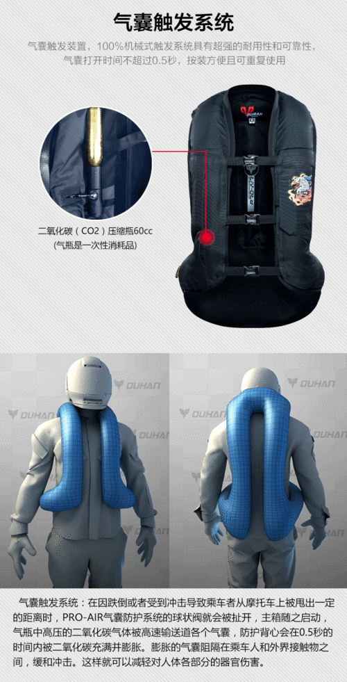 新款duhan摩托车气囊马甲安全气囊服防摔机车充气背心