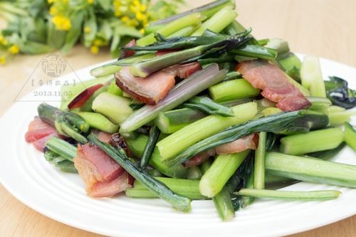 腊肉炒红菜苔