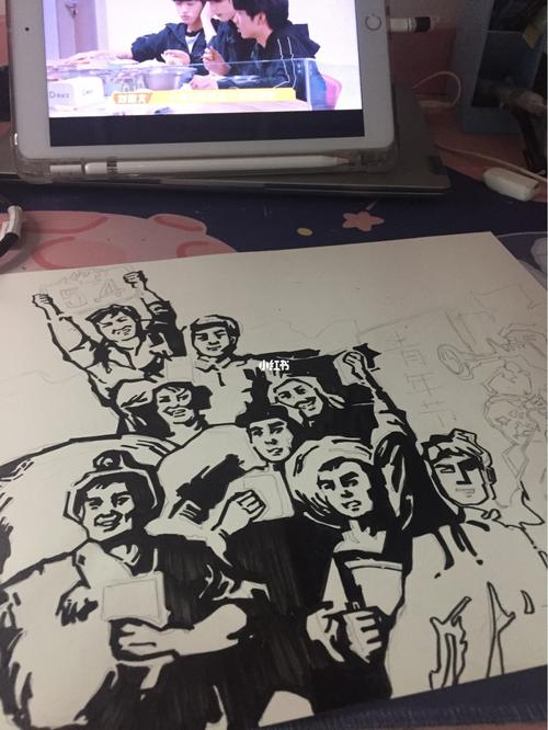 五四运动绘画|马克笔_绘画_马克笔_临摹_绘画日常_人文_绘画