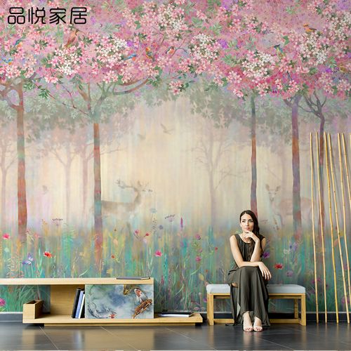 墙画电视墙花卉